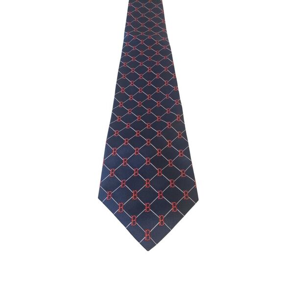 MLB Boston Red Sox Neck Tie Mens Official Blue Red White 'B' Logo Baseball Sport - Picture 1 of 12